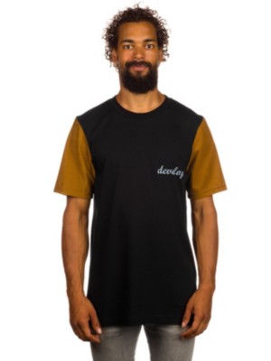Black With Full-Grain Leather Sleeves T-Shir